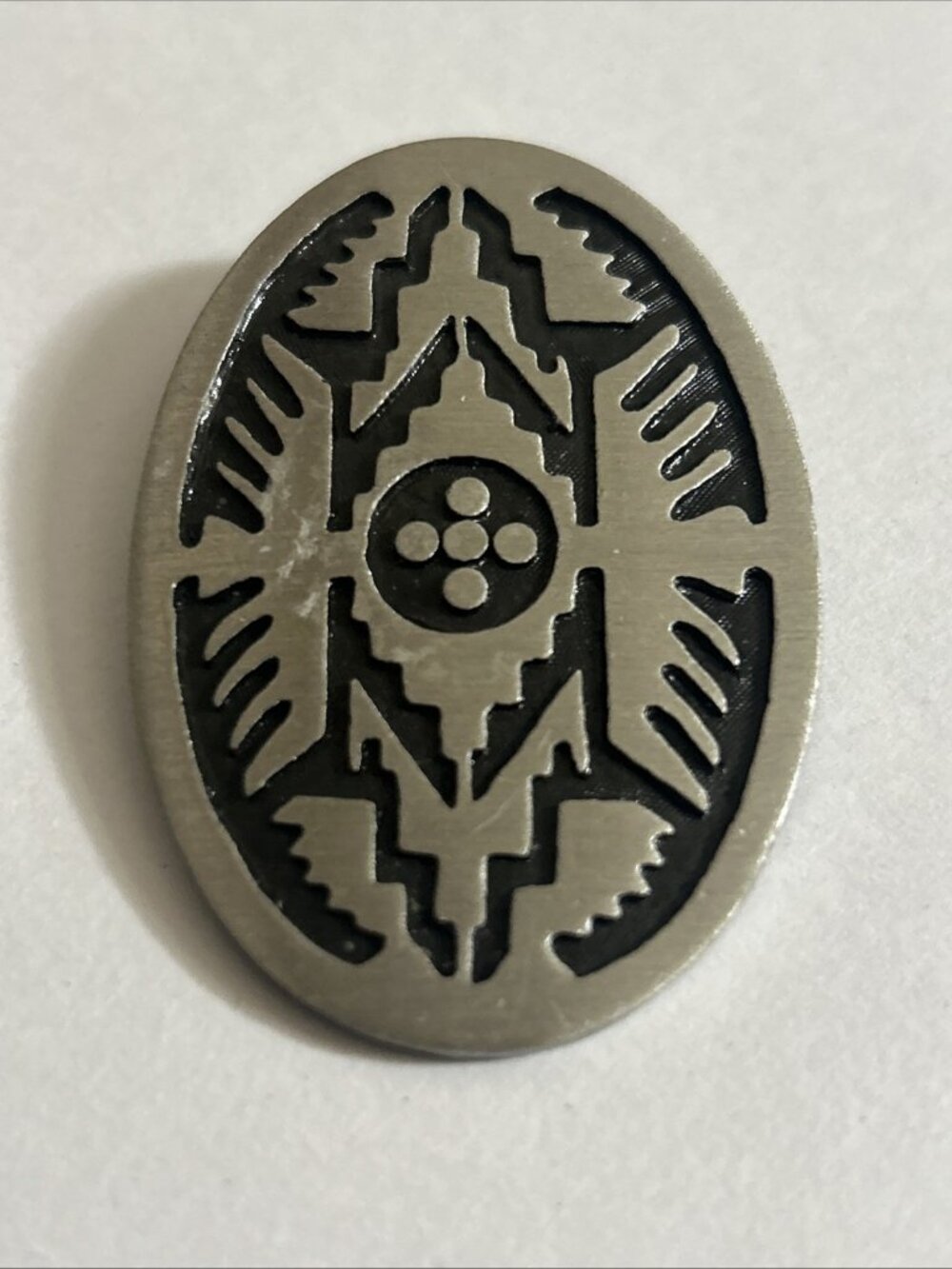 Native American Style Silver W/black Bolo Tie Pin Brooch New